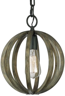 Pendellampe, Deckenlampe, Eichenholz Eisen, D 25,4 cm