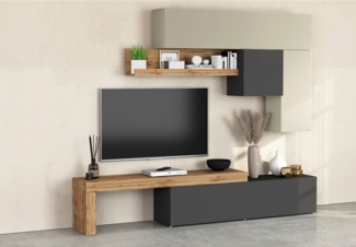 INOSIGN Wohnwand Chronos Wohnwand, Medienwand, 5-er set, (Set, 5-St), ca. 270 cm mit Hängeschränke, Würfel, Regal, Lowboard, Made in Italy