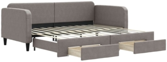vidaXL Tagesbett Ausziehbar mit Schubladen Taupe 90x200 cm Stoff 3196855