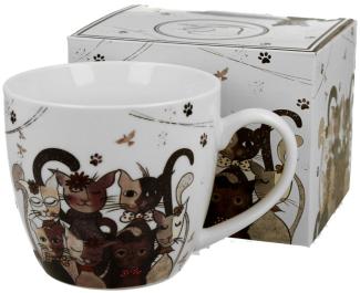 DUO ANIMALS Becher 460 ml CATS FAMILY New Bone China Porzellan