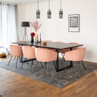 HOME DELUXE Essgruppe Eckig AVENCIA inkl. U-Fuß - 240 x 120 cm Dark Oak 8 Stühle