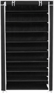 JEOBEST Schuhregal Schuhschrank 9 Ebenen, Schuhaufbewahrung mit staubdichtem Überzug, Schuh-Organizer Metallgestell, Schwarz, für Flur, Wohnzimmer