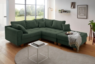 Home affaire Ecksofa Rice L-Form inkl. Hocker, Set, mit Bonnellfederkern, Hocker & Kissen, Ottomane beidseitig montierbar
