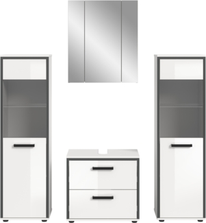 Badkombination (B/H/T: 171x188x37 cm) in weiß hochglanz