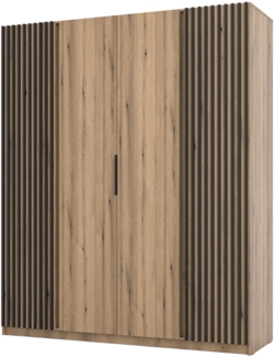 Selsey 'Kaja' Kleiderschrank 4-türig mit seitlichen Lamellen, Eiche Evoke, ca. 239 x 200 x 62 cm