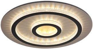 LED Deckenleuchte, grau gold, Kristalle, dimmbar, Fernbedienung, D 45 cm