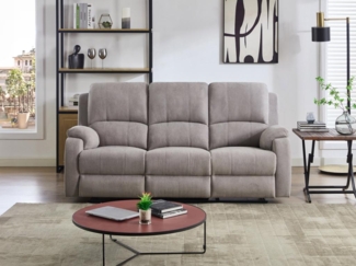 Vente-unique - Relaxsofa 3-Sitzer - Mikrofaser - Hellgrau - BRODY