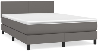vidaXL Boxspringbett mit Matratze Grau 140x200 cm Kunstleder 3141009