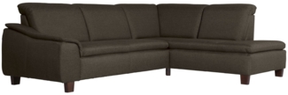 Ecksofa mit Ottomane links Katti Bezug Flachgewebe Buche nussbaum dunkel / braun 22901