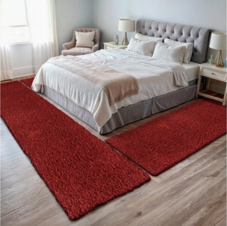 Myflair Möbel & Accessoires Hochflor-Bettumrandung My Shaggy, Höhe 37 mm, (3-tlg), Shaggy, Uni-Farben, leicht glänzend, extra flauschig, Läufer-Set