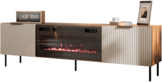 TV-Lowboard Aocale 06 mit Kamin (Farbe: Nuss Warmia / Cashmere)