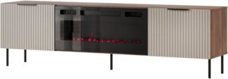 TV-Lowboard Aocale 06 mit Kamin (Farbe: Nuss Warmia / Cashmere)