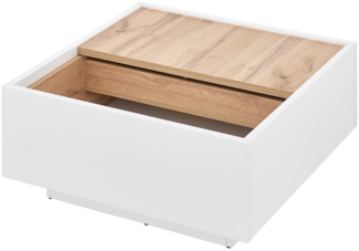 Couchtisch Leander / Long Island , Weiß, Holzfarben , 34 x 75 x 0 cm
