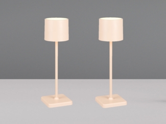 2er SET Akku LED Tischlampen kabellos für Innen & Außen, Beige - H: 38cm