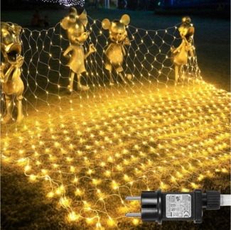 Rosnek Lichternetz 8 Beleuchtungsmodi, für Hochzeit Weihnachten Party Urlaub, LED-Lichterkette, 1.5x1.5M/2x2M/3x2M/6x4M