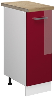 Apothekerschrank R-Line Rot Hochglanz 30 cm , AP Eiche Vicco