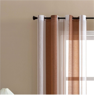 Jibenhome Schiebegardine 2er Set Vorhang Gestreifter,Ösen Gardine,Voile Fensterschal, Transparente Scheibengardine