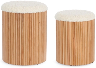 Pouf Neda 2er-Set aus Kiefernholz, 32x32x38 cm / 36x36x44 cm