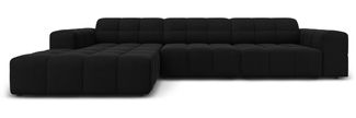 Micadoni Ecksofa Jennifer 4-Sitzer Links Samt Schwarz