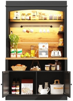 OKWISH Hochschrank Küchenbuffet,Kommode,Sideboard (mit LED-Beleuchtung, Kippschutz und vielseitigem Stauraum, 1-St, 107*43*184cm)