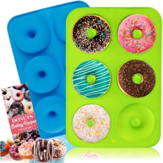 2er Pack Silikon Donuts Backformen 6-Fächer Hitzebeständig für Kuchen & Kekse