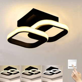 oyajia Deckenleuchte Schwarz LED Deckenleuchte, 12W/16W LED Lampe 1200lm, 3-Farbige Dimmbar, LED fest integriert, Kaltweiß/Naturweiß/Warmweiß, Deckenlampe Durchmesser 25cm,für Schlafzimmer Flur Küche Balkon