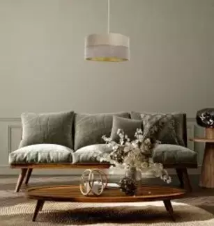 BPS Koncept 0Ex0-002-40 Hängeleuchte TWIST Velourss strukturiert und Satin auf PVC-Basis creme, gold 1xE27 60W H:102 Ø40cm dimmbar