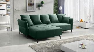 Ecksofa Schlafsofa Sofa SADIE Stoff Element Dunkelgrün Ottomane Links