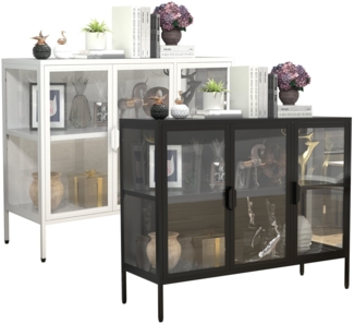 VCM Standvitrine Stahl Glas Vitrine Sideboard Kommode Floka L