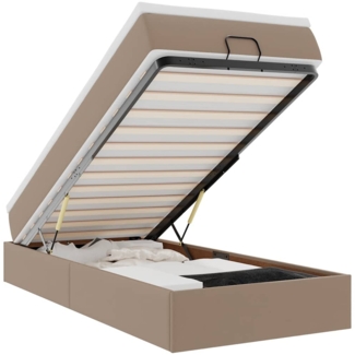 vidaXL Ottoman-Bett mit Matratze Cappuccino-Braun 90x190 cm Kunstleder 3311015