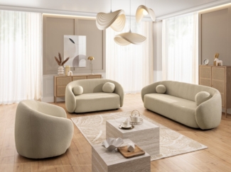 S-Style Möbel Polstergarnitur 3+2+1 Roundi, Bouclé, Luxus & Moderne Kollektion