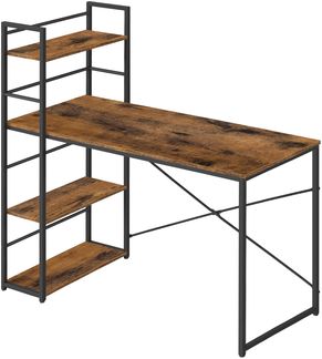 Valora MAX 4.0 Computertisch, rustikale schwarze Beine mit Ablagen