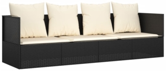 vidaXL Outdoor-Loungebett mit Kissen Schwarz Poly Rattan 319562