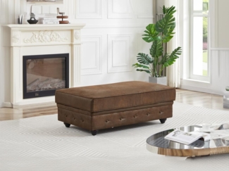 Vente-unique - Hocker mit Stauraum - Mikrofaser - Vintage-Leder-Optik - CHESTERFIELD