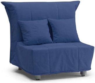 Dmora Sessel Andreou, Einzelsofa, Wohnzimmersessel mit Trolley-Öffnung aus gepolstertem Stoff, Kissen inklusive, 100 % Made in Italy, 85 x 90 x 85 cm, Blau