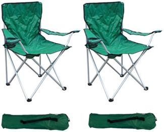 Mojawo Klappstuhl 2-er Set Anglersessel mit Getränkehalter und Tasche Grün belastbar