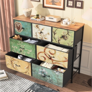 Furnishings Home Sideboard Schubkastenkommode Kommode Nachttisch Moderne (1 St, 100 x 30 x 78 cm), 7 Schubladen, MDF-Tischplatte, Retro-Stil, Blumenstoff