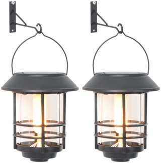 vidaXL Solar-Außenwandleuchten 2 Stk. Warmweiß Flackerndes Licht 4008185