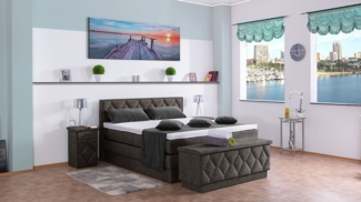 Meisterbetten Boxspringbett Yara 140x200 in DS-Anthracite, Matratzenbezug Nano, Ergoflex-Topper