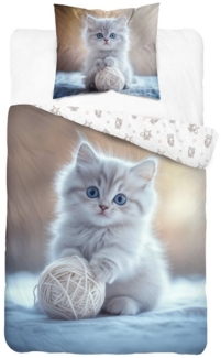 Detexpol Bettwäsche Katzenbaby Kitten 140 x 200 cm + 70 x 80 cm 100% Baumwolle, Baumwolle, 2 teilig