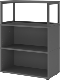 bümö flexi Regal mit werkzeuglosem Schnellaufbausystem, Dekor: graphit - Modulares Aktenregal 80 cm breit aus Holz für 3 Ordnerhöhen mit Threespine-Klicksystem, FW38RERG-G