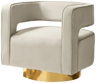 HULALA HOME Sessel Loungesessel mit ergonomischer Rückenlehne und goldenem Metallgestell (1-St), Drehstuhl, Samt-Armlehnensessel für Wohnzimmer und Schlafzimmer