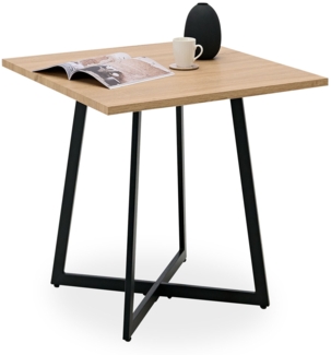 Esstisch 80x80 cm Wohnzimmertisch Holz Eiche Metall Schwarz Küchentisch Esszimmertisch Holztisch Tisch