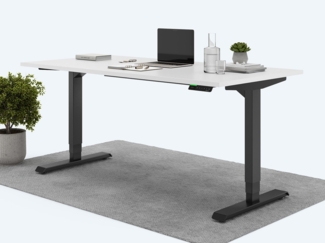 Desktopia Pro X - Elektrisch höhenverstellbarer Schreibtisch / Ergonomischer Tisch mit Memory-Funktion, Weiß, Gestell Schwarz, 120x80 cm