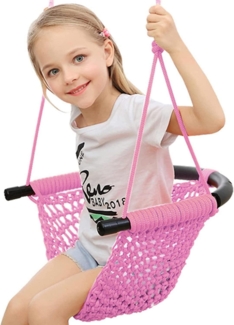 Kinder Schaukel Outdoor Handgestrickt Atmungsaktiv Höhenverstellbar Rosa