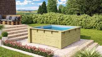 Karibu Rechteckpool Minipool L220 x B 220 x H 78 cm (Set, 3-tlg), kesseldruckimprägniert
