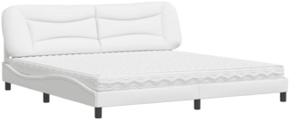 vidaXL Bett mit Matratze "Hvar" Weiß 200x200 cm Kunstleder 3208746