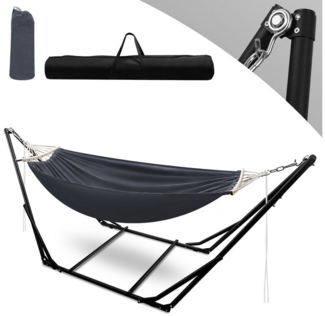 Clanmacy Hängematte Hängematte mit Gestell Hängesessel Atmungsaktiv Outdoor Stabhängematte, Kann bis zu 150 kg tragen, Inklusive Rahmen