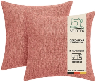 Selfitex Dekokissen 2er Set Sofakissen 40x40 inkl. Füllkissen, Canvas Stoff, strukturierte Oberfläche, weiches Füllkissen, in Handarbeit gefertigt