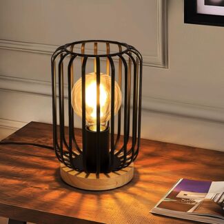 Comely Nachttischlampe aus Retro Metall, 1 Flammige Vintage Tischleuchte E27 Fassung, LED Tischlampe für Wohnzimmer, Arbeitszimmer, Nachttisch, Esszimmer, Mit Schalter, Schwarz